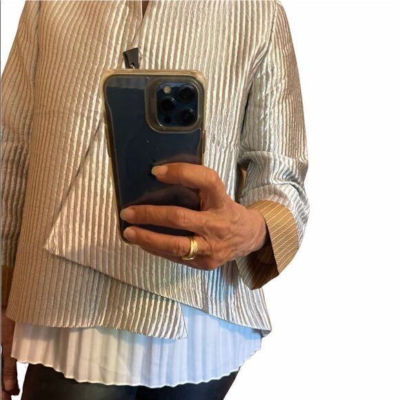 I.C. BY CONNIE K Silver Asymmetrical Single Button Closure Blazer Jacket… - Picture 6 of 13